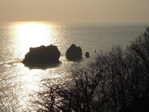 観音山からの親子岩夕日.JPG