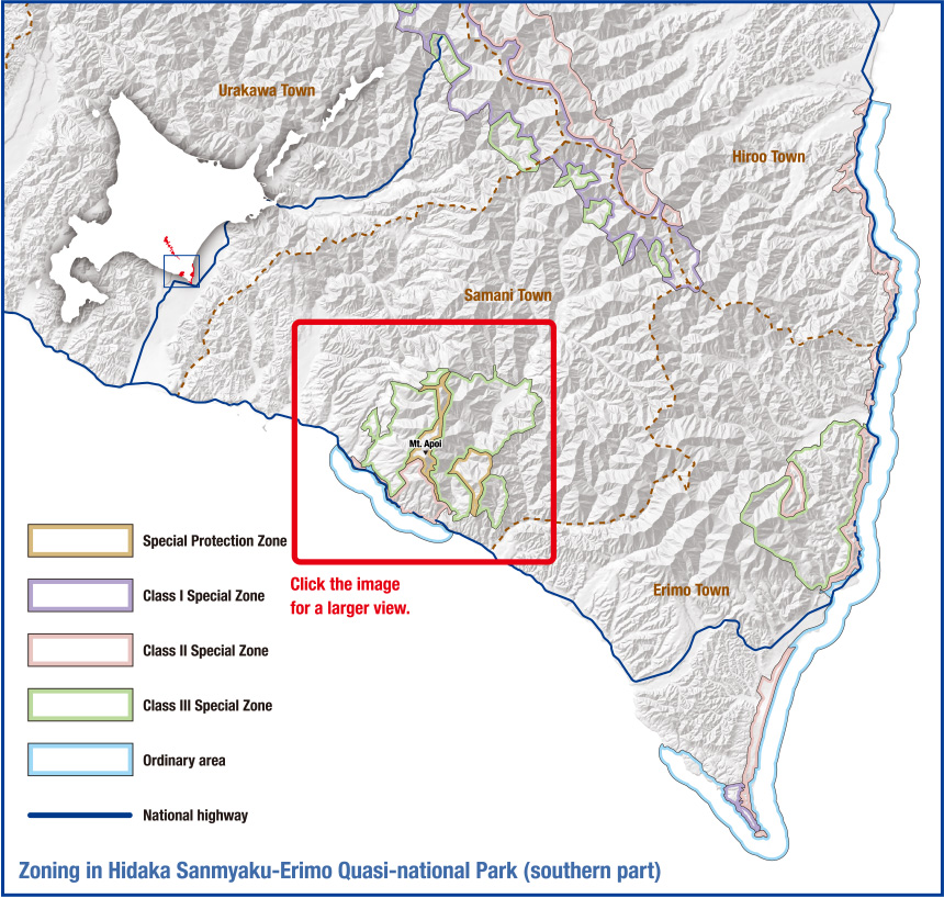 Zoning in Hidaka Sanmyaku-Erimo Quasi-national Park (southern part)